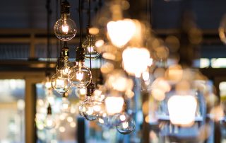 A photograph of some romantic festoon lights.